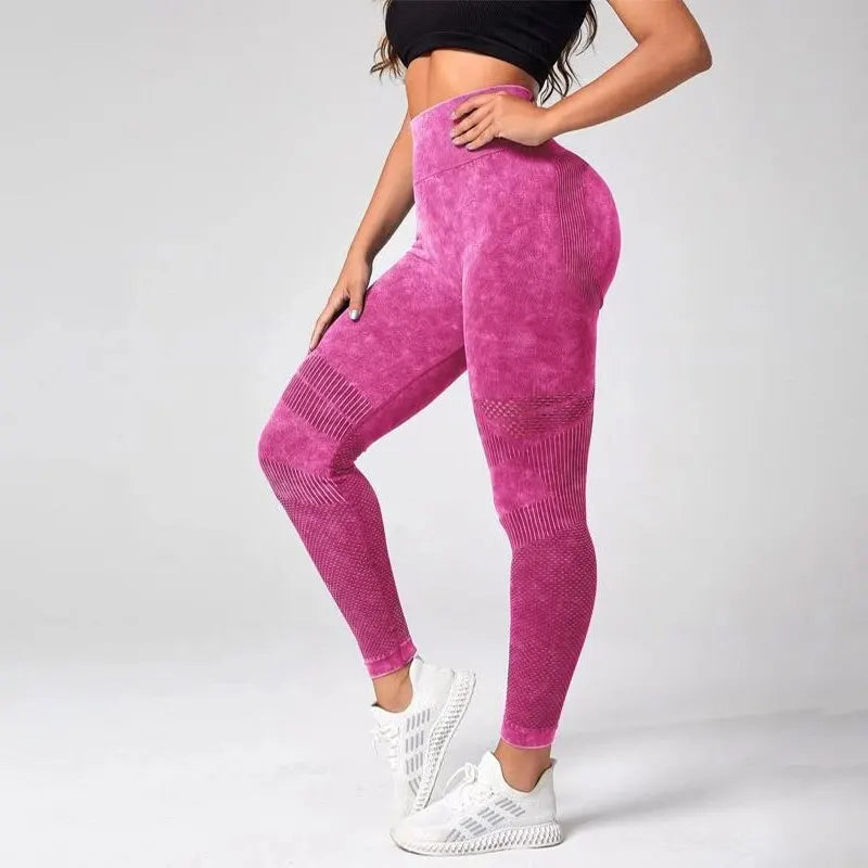 Yoga Basic Tie Dye Tummy Control Sports Leggings